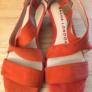 Burnt orange wedge sandals